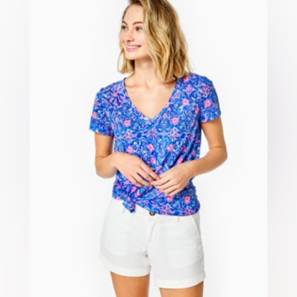 Lily Pulitzer Etta V-Neck T-Shirt - Women’s Small - Picture 1 of 8